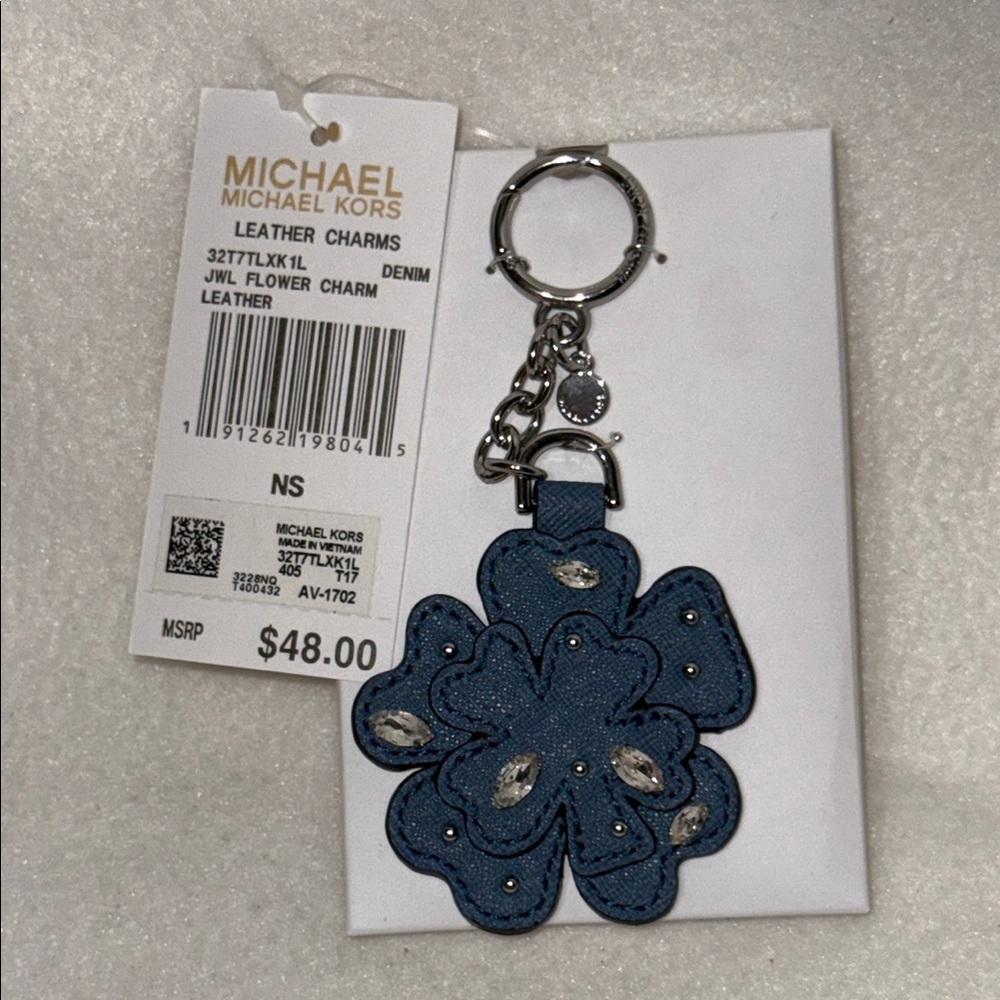Michael Kors Blue Key & Card Holder Flower Charm